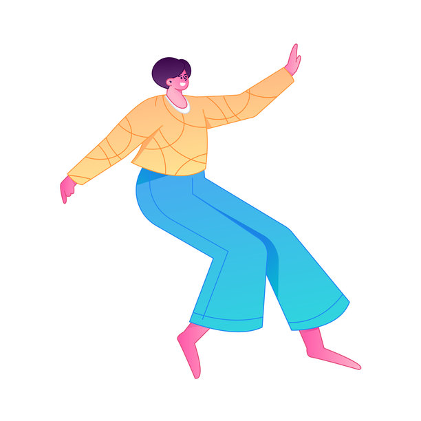 坐姿人物，来自互联网的矢量扁平渐变插画图片下载