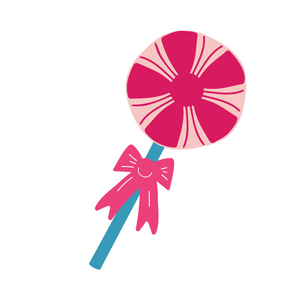 棒棒糖圣诞节日甜点插画。粉色矢量漩涡装饰，带有可爱的节日红色甜点艺术，用于季节性冬季美食和派对设计。图片下载