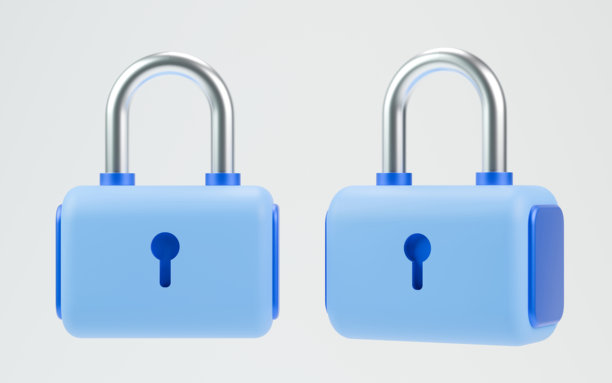 安全挂锁元素的3D渲染图片下载