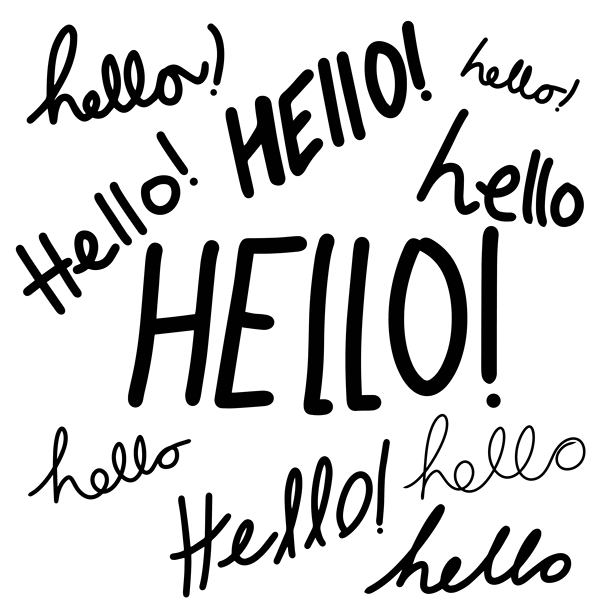 你好！符号，问候 手绘涂鸦脚本书法笔触元素图标插画图片下载