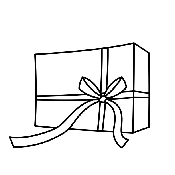 礼品盒插画。黑色线条描绘了用于庆祝、打折或促销的礼品盒。图片下载