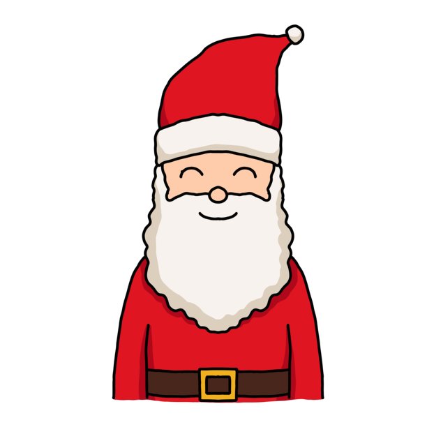 微笑的卡通老爷爷，身穿圣诞老人服装，矢量插画。手绘的快乐圣诞老人卡通形象。图片下载