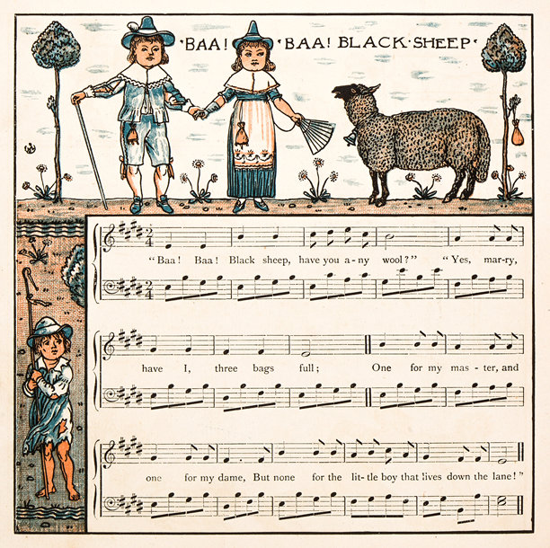 19世纪童谣插画：咩咩，黑绵羊图片下载