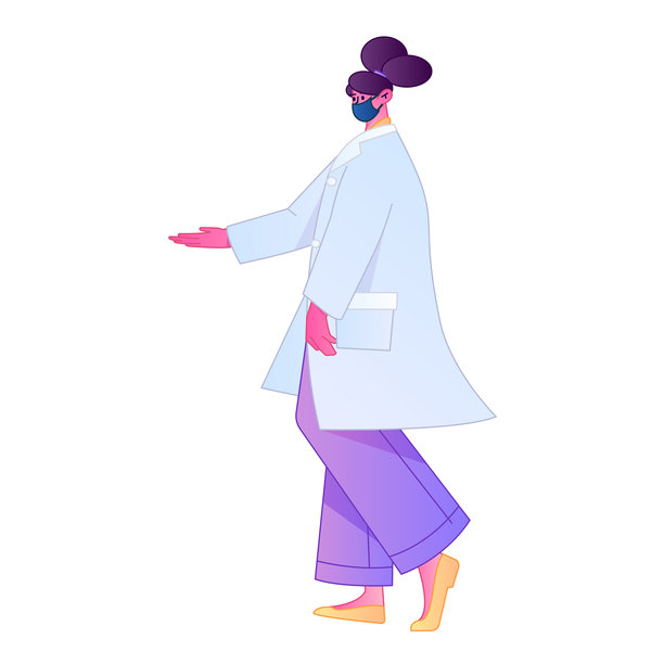 医生角色专业姿势 医疗诊断咨询 渐变扁平矢量插画 健康服务姿势素材图片下载