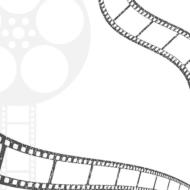 极简电影院框架模板，带有胶卷和胶片剪影。矢量插画图片下载