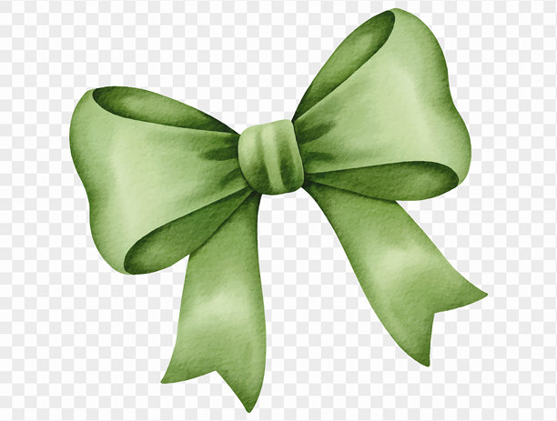水彩绿色丝带蝴蝶结插画，用于节日圣诞假期设计。矢量图。图片下载
