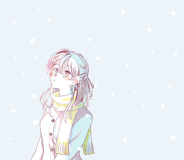 一个悲伤的冬季女性的可爱插画图片下载
