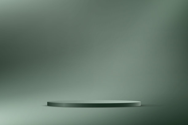 深绿色背景矢量3D，带有用于网站销售产品的领奖台空间。矢量插画。图片下载