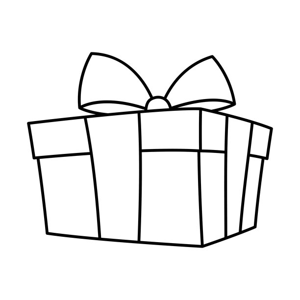 礼品盒插画。黑色线条描绘了用于庆祝、折扣或促销的礼品盒。图片下载
