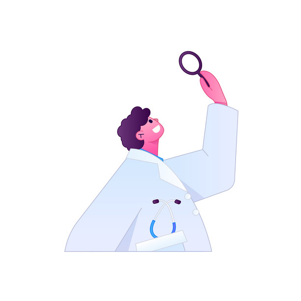 医生角色专业姿势 医疗诊断咨询 渐变扁平矢量插画 健康服务姿势素材图片下载