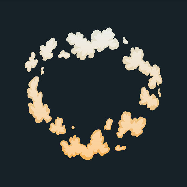 爆炸动画。游戏中的爆炸效果动画。卡通游戏动画。爆炸效果。手绘矢量插画图片下载