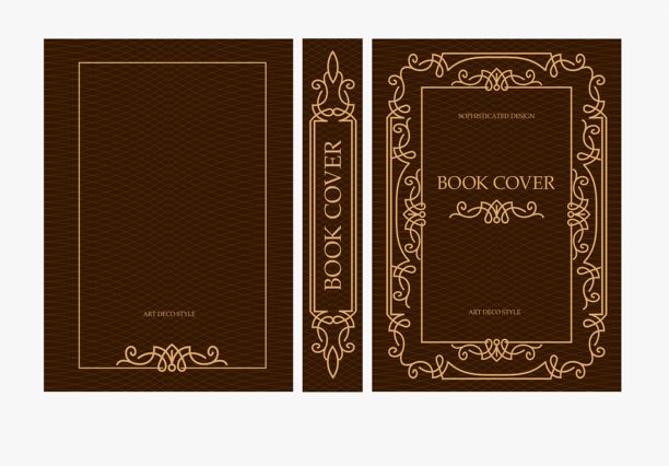 经典复古书籍封面和书脊，带有金色和黑色装饰艺术、新艺术风格装饰，装饰性边框，优雅的复古风格，适用于经典出版物、海报、艺术布局。图片下载