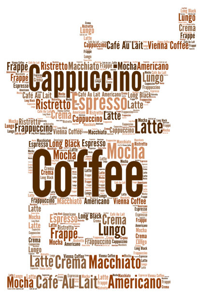 咖啡词云概念插画图片下载
