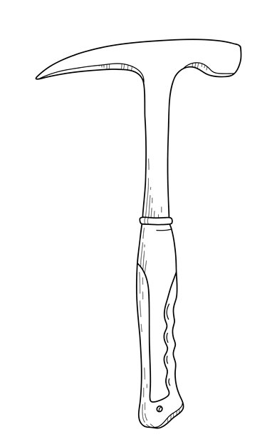 锤子的矢量插画。简单的线条艺术工具绘画，非常适合木工、细木工、DIY项目、维修图标、建筑设计、贴纸、着色页和工具收藏。图片下载