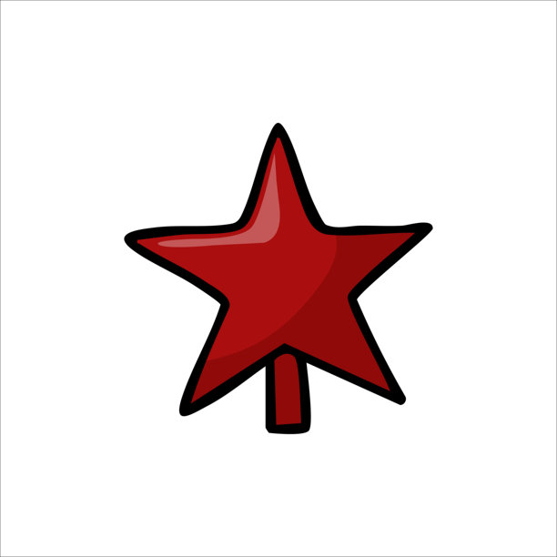 手绘红色圣诞树之星的矢量插画，背景为白色图片下载