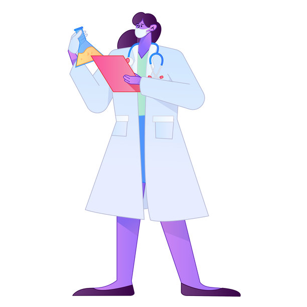 医生角色专业姿势 医疗诊断咨询 渐变扁平矢量插画 医疗服务姿势素材图片下载