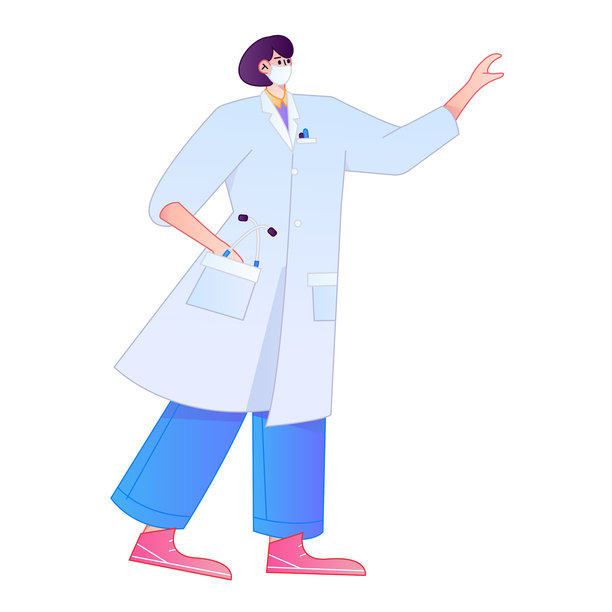 医生专业姿势医疗诊断咨询渐变扁平矢量图健康服务姿势素材图片下载