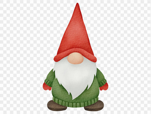 矢量图：水彩圣诞小矮人，戴着红帽子，可爱的节日冬季插画。图片下载