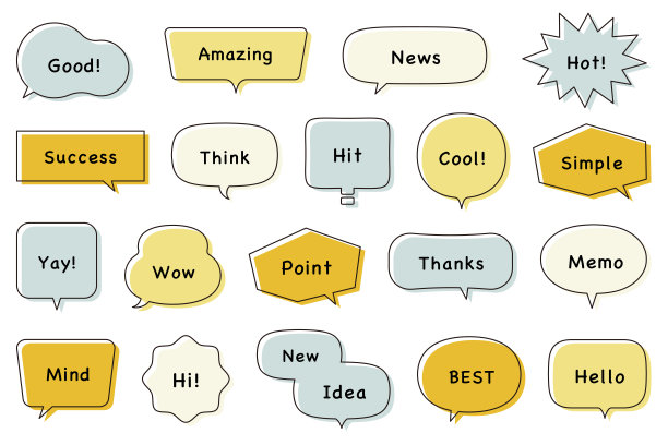 简单的对话气泡插画集 - 对话，言语，插画，错位，线条，矢量，装饰，多个图片下载