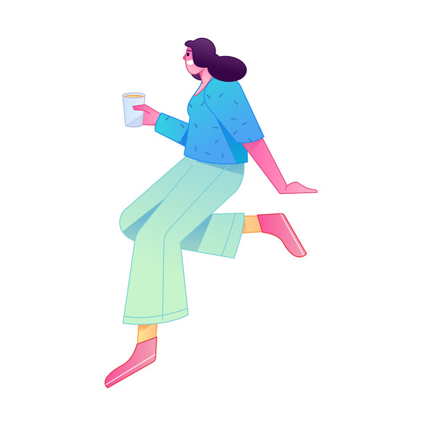 矢量渐变插画：一个正在飞翔和悬停的人物。图片下载