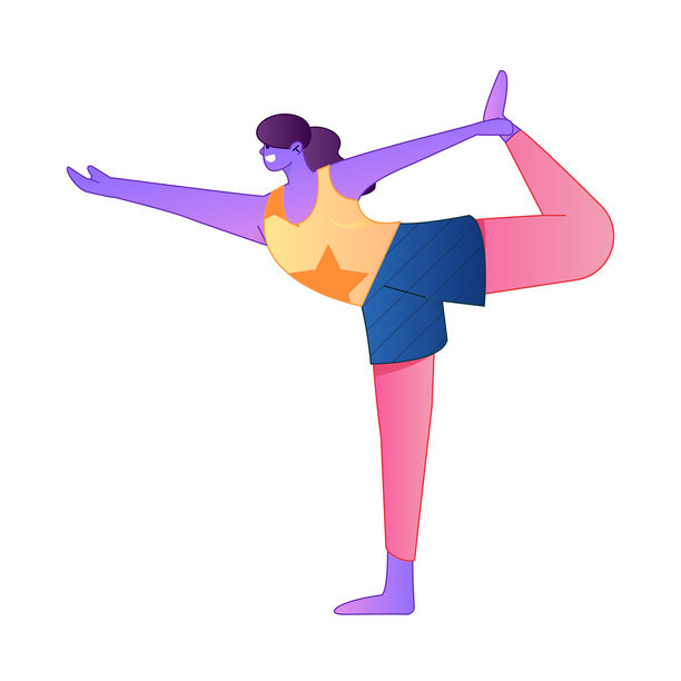 动态人物，姿势，平衡，矢量图，扁平化，渐变插画图片下载