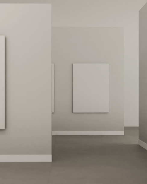 空画廊展览内部。白色房间墙壁背景上的空白图片。模型设计。图片下载