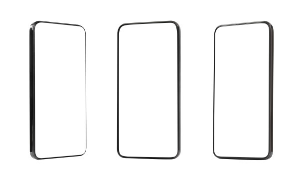 白色背景上带有空白屏幕的智能手机，拼贴。用于设计的模型图片下载