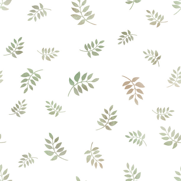 柔和的绿米色树枝无缝花纹。水彩插画，适用于室内设计、服装面料印花、项目设计和包装。图片下载