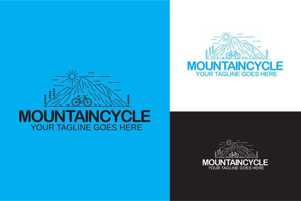 山地自行车风景户外探险极简线条艺术图片下载