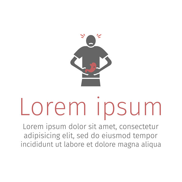 患有胃痛的男性人物矢量插画。扁平化图标图片下载