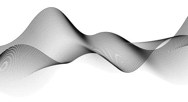 黑白抽象波浪元素插画背景图片下载