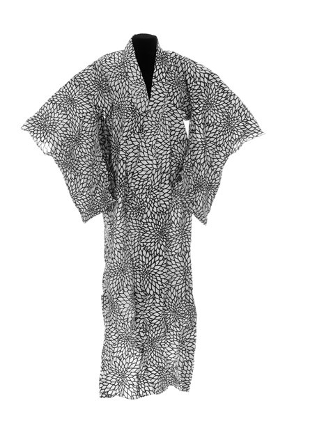 一件孤立在白色背景上的复古日式长款和服图片下载