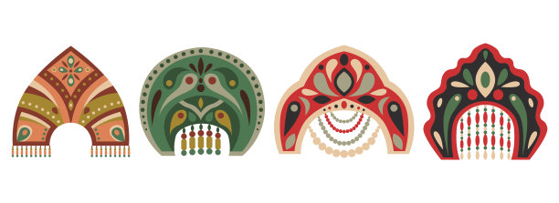 俄罗斯头饰，科科什尼克。矢量插画设计图片下载