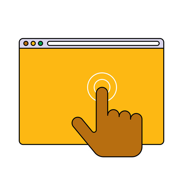 复古风格的网页浏览器，一只手正在触摸屏幕图片下载