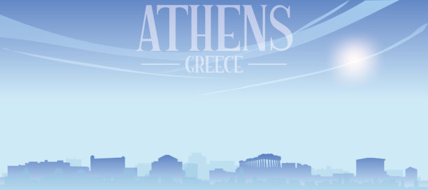 雅典，希腊的通用城市天际线全景海报图片下载