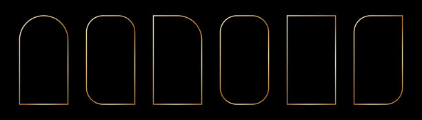 装饰艺术风格的纤细金色边框。奢华金色边框。线性闪亮矩形。黄铜发光闪亮边框元素包，用于照片卡。矢量图，孤立在黑色背景上。图片下载