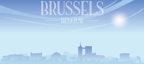 比利时布鲁塞尔城市天际线全景海报图片下载