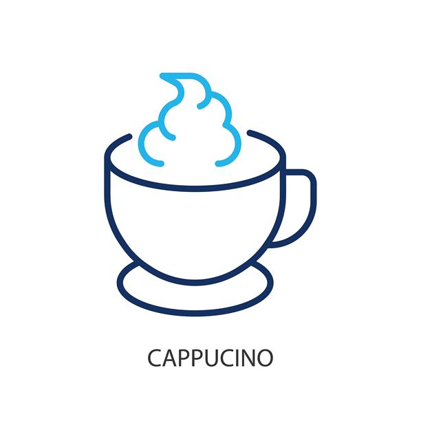 卡布奇诺细线图标。原创矢量插画。图片下载