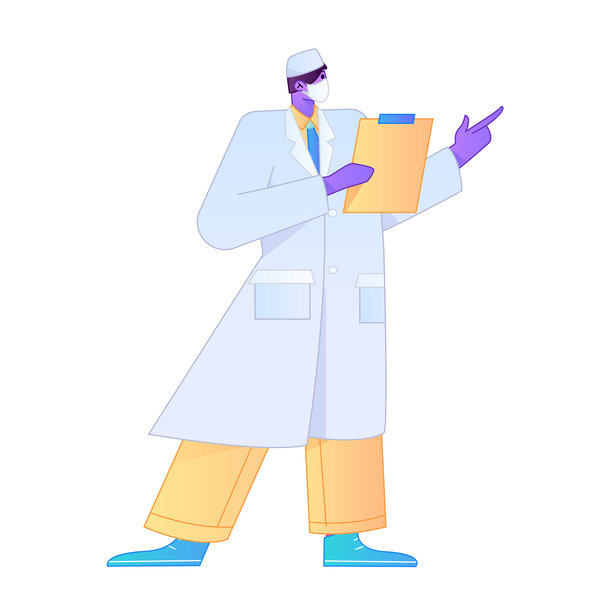 医生专业姿势医疗诊断咨询渐变扁平矢量插画健康服务姿势素材图片下载