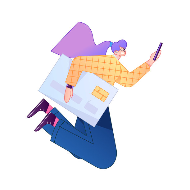 矢量渐变插画：一个人手持信用卡进行金融支付。图片下载