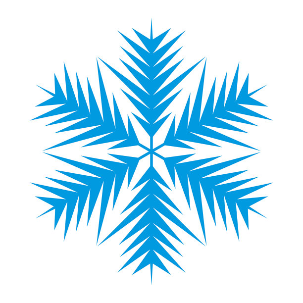 蓝色模板雪花带阴影。孤立的雪花图标，圆形曼陀罗。冬季假日卡通扁平插画。圣诞快乐新年矢量图。手绘风格图片下载