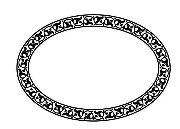 东方风格的装饰性椭圆形框架，优雅的设计元素。花卉边框。复古椭圆形框架，带有装饰性饰物。适用于请柬、贺卡、瓷器、陶瓷的蕾丝插画。图片下载