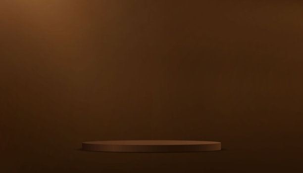 深棕色背景矢量3D，带有棕色讲台，用于网站销售产品。抽象壁纸设计，带有展示您产品的复制空间。矢量图。图片下载