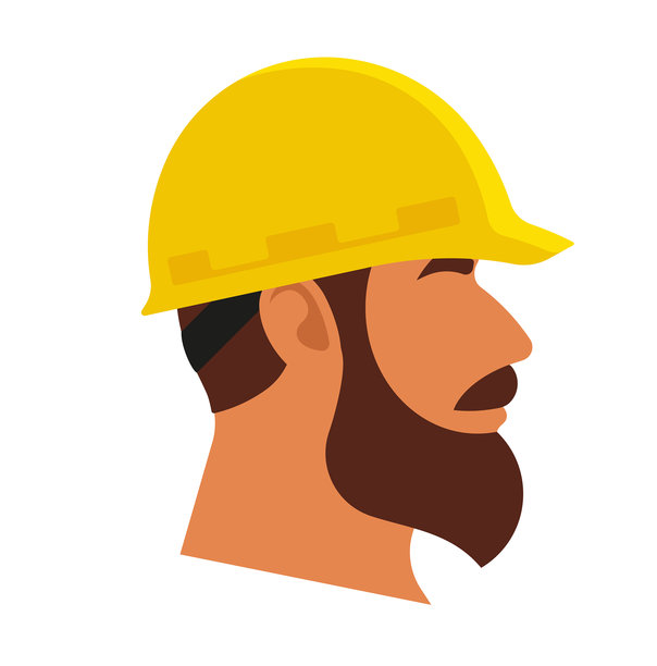 戴黄色头盔的建筑工人。矢量插画。图片下载