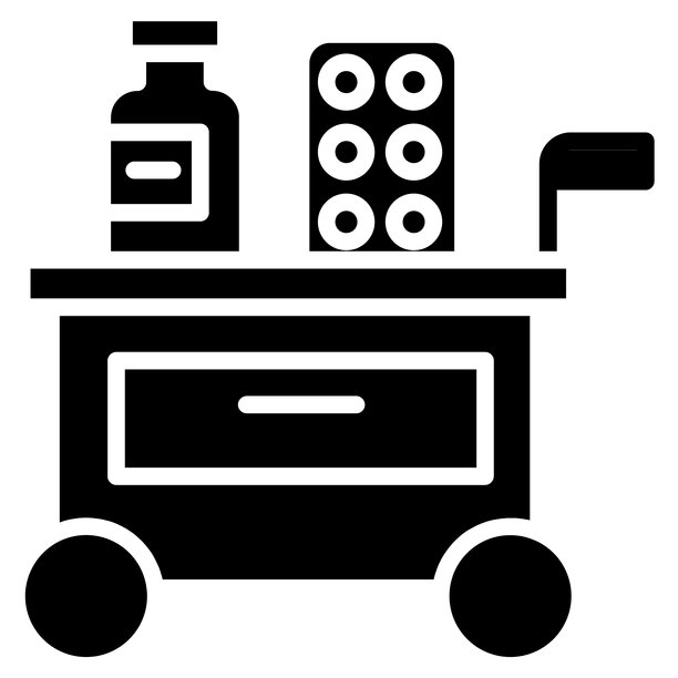 药物推车图标矢量图，可用作养老院插画。图片下载