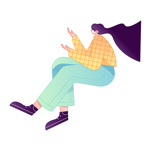 人物坐姿，源自网络的矢量渐变扁平化插画图片下载