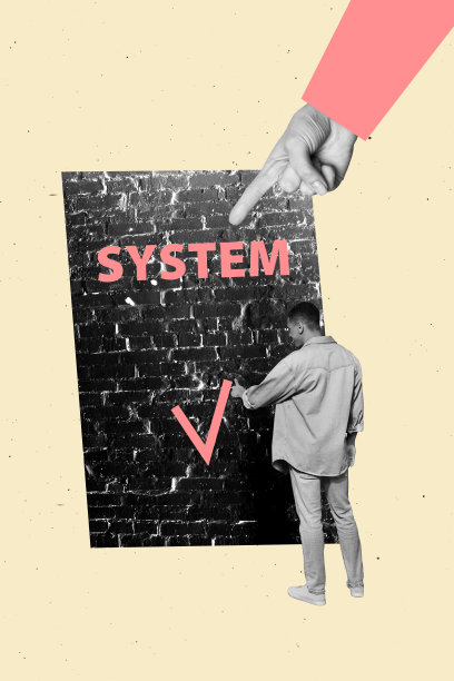 草图横幅照片拼贴，描绘一个快乐的男人站在系统墙前，手指向检查标记，表示项目已获批准，象征着发展概念的认同。图片下载
