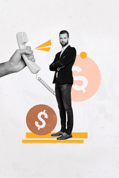 竖版插画艺术波普拼贴画：快乐的商人、女商人收到美元硬币，象征收入、成功、资本和利润的概念图片下载