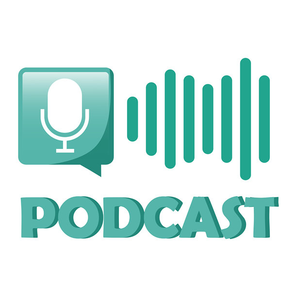 播客麦克风插画。矢量语音符号。紫色图形图标。播客文字排版。图片下载