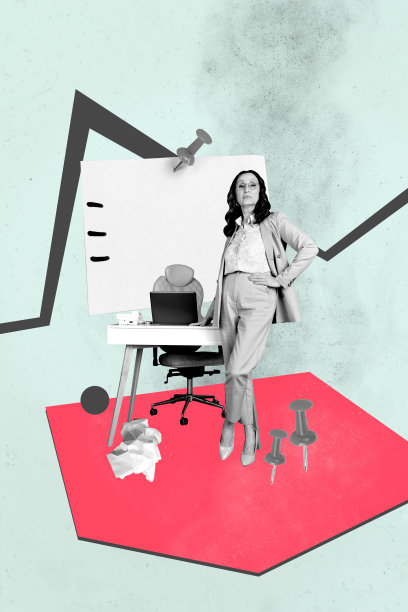 杂志风波普艺术图片横幅 3D 照片拼贴，快乐的男商人和女商人站在办公室，贴有待办事项、工作量、图钉和进度的图表图片下载